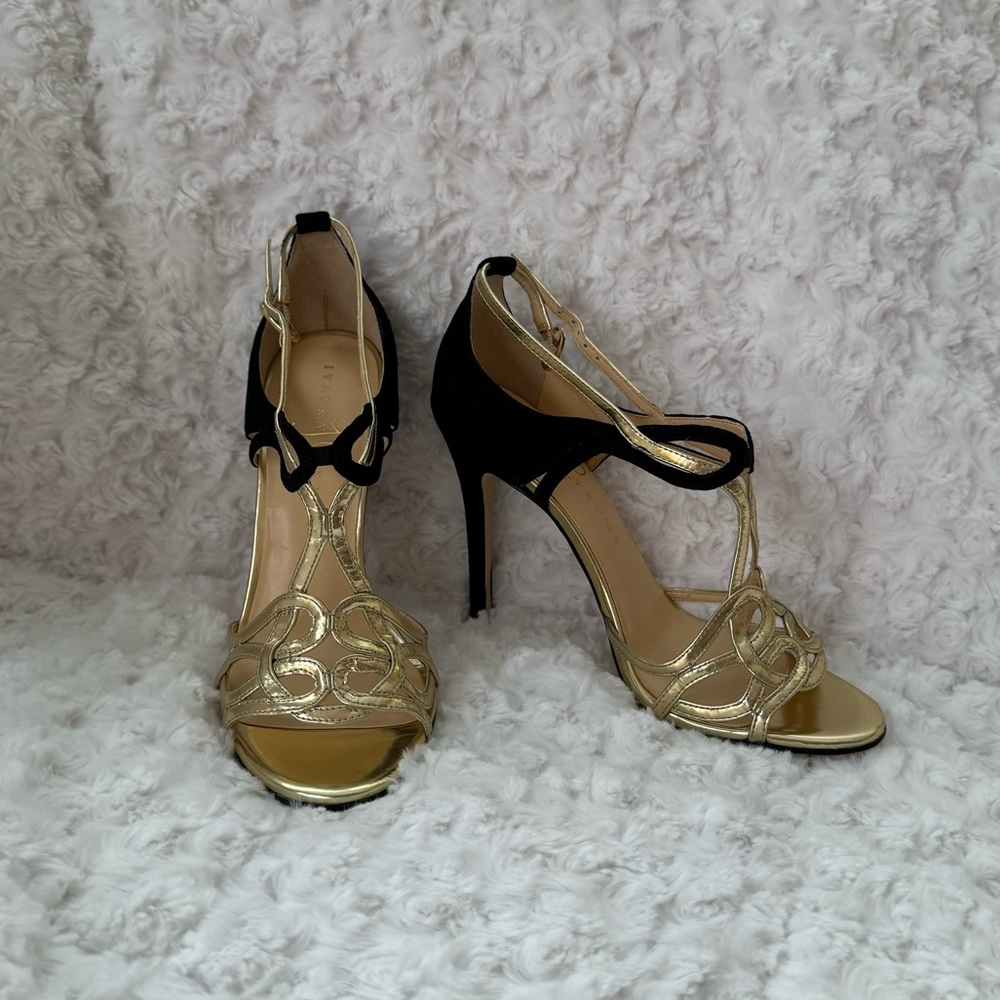 IVANKA TRUMP gold and black heels size 6.5 NEW only tried on!